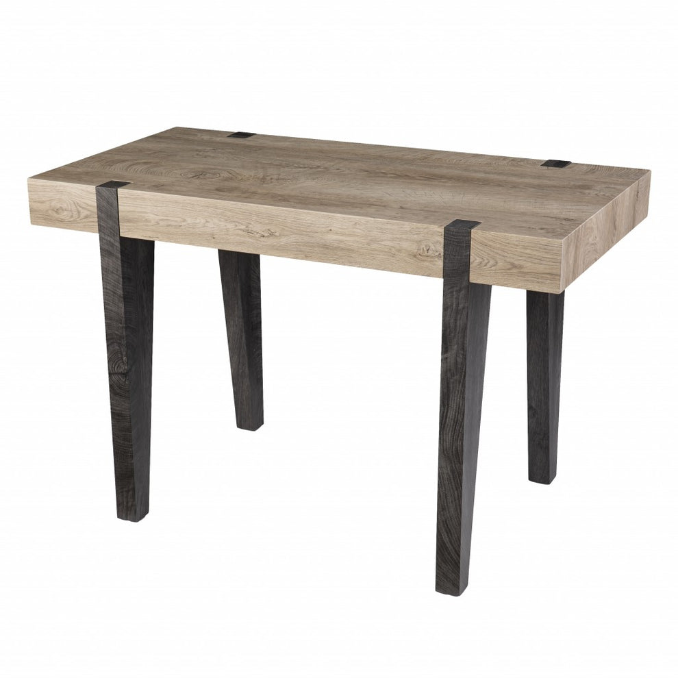 Modern Chunky Natural and Gray Wood Table Desk By Homeroots | Desks | Modishstore - 4