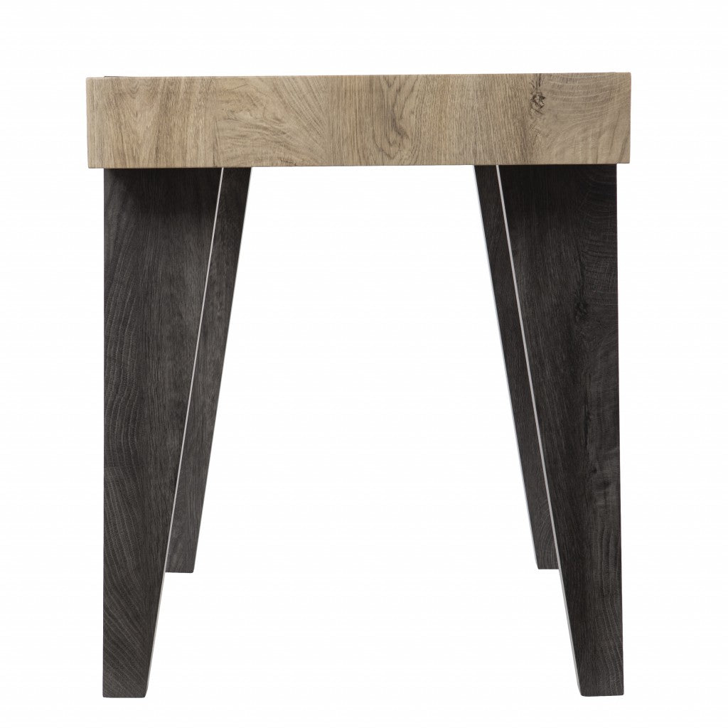 Modern Chunky Natural and Gray Wood Table Desk By Homeroots | Desks | Modishstore - 5
