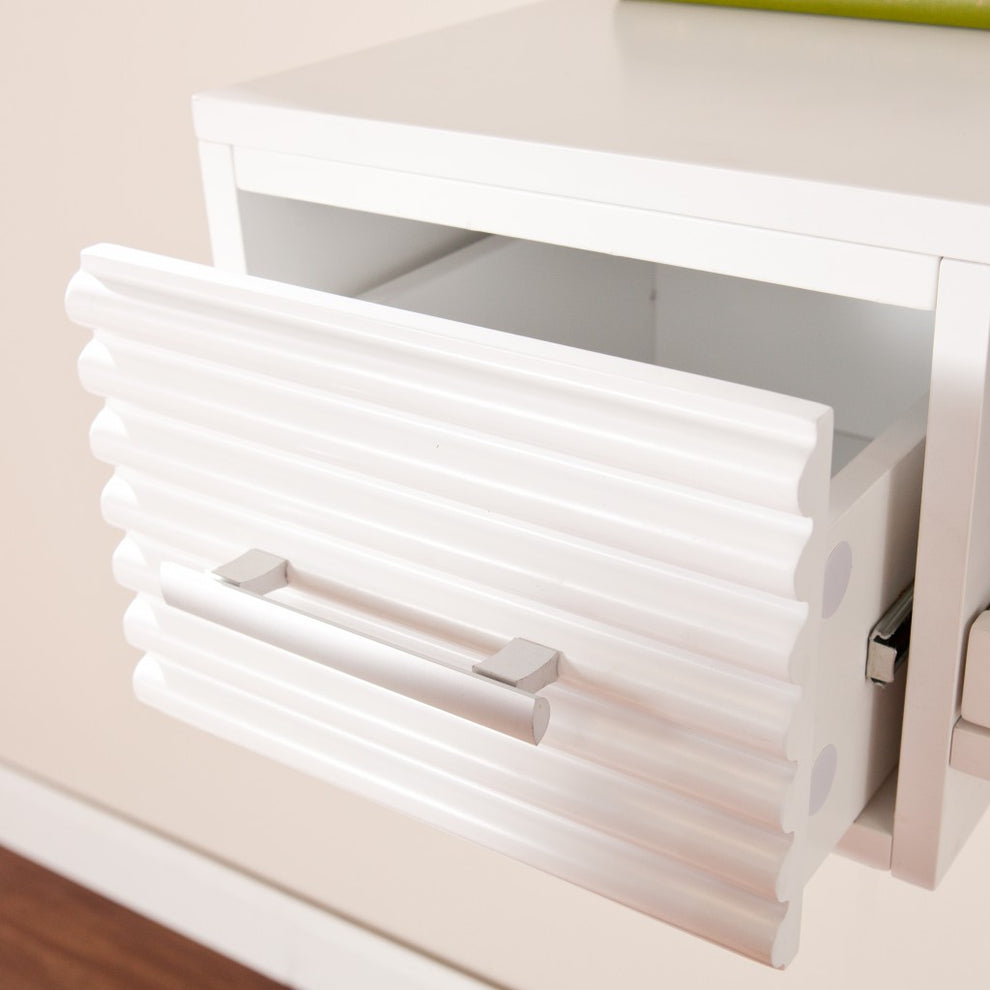 White Wall Mount Desk with Drawers By Homeroots | Desks | Modishstore - 2