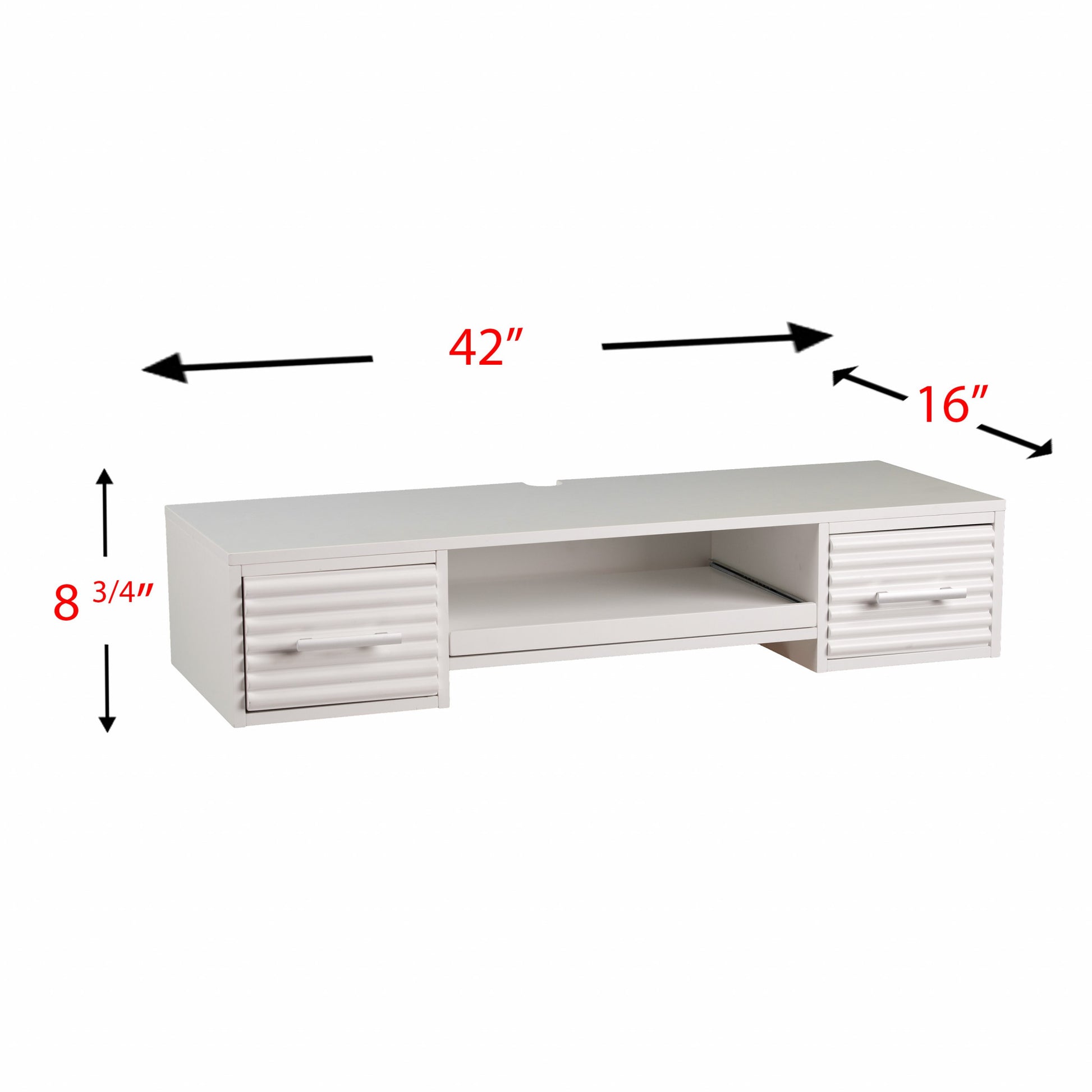 White Wall Mount Desk with Drawers By Homeroots | Desks | Modishstore - 4