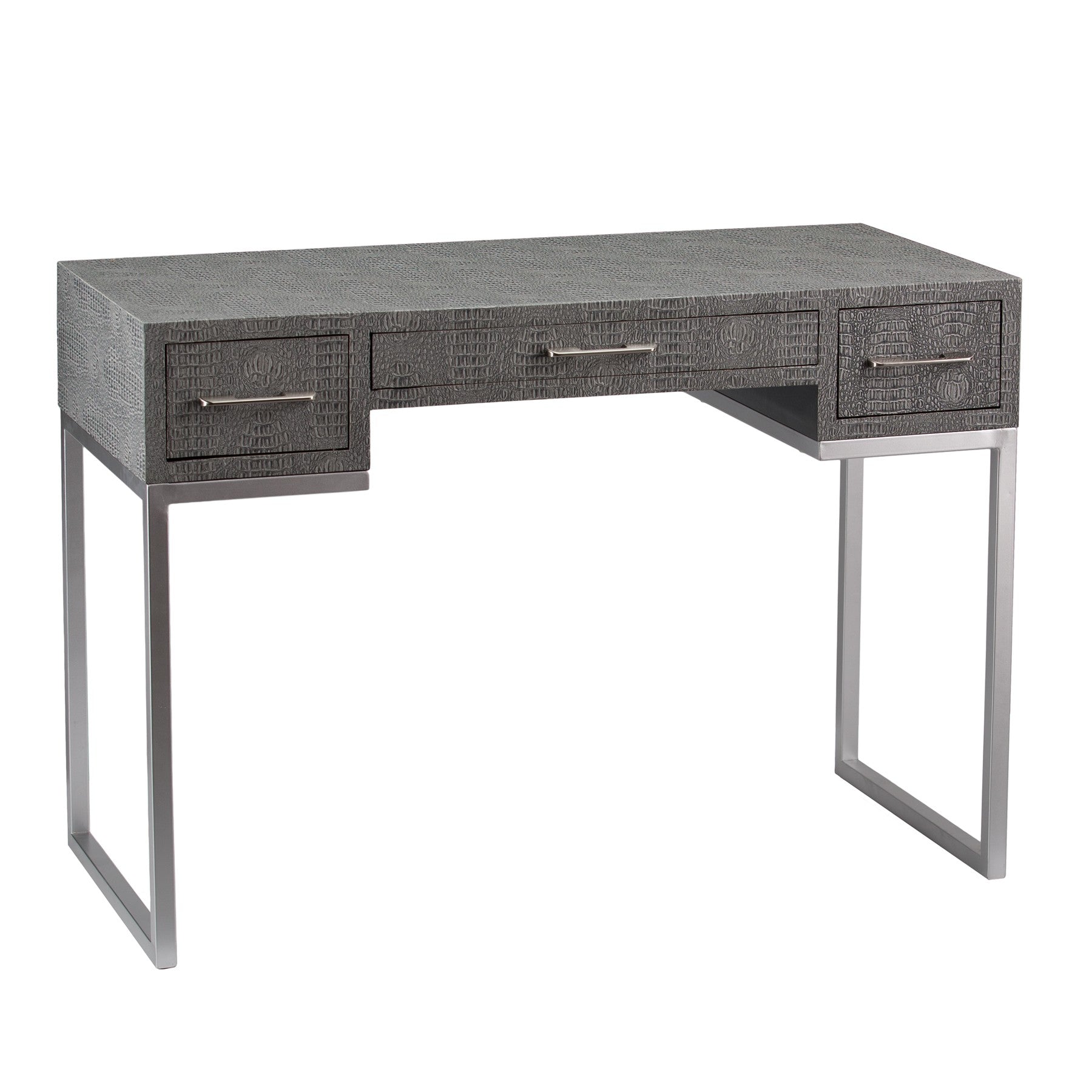 Modern Gray and Silver Faux Snakeskin Desk By Homeroots | Desks | Modishstore - 4