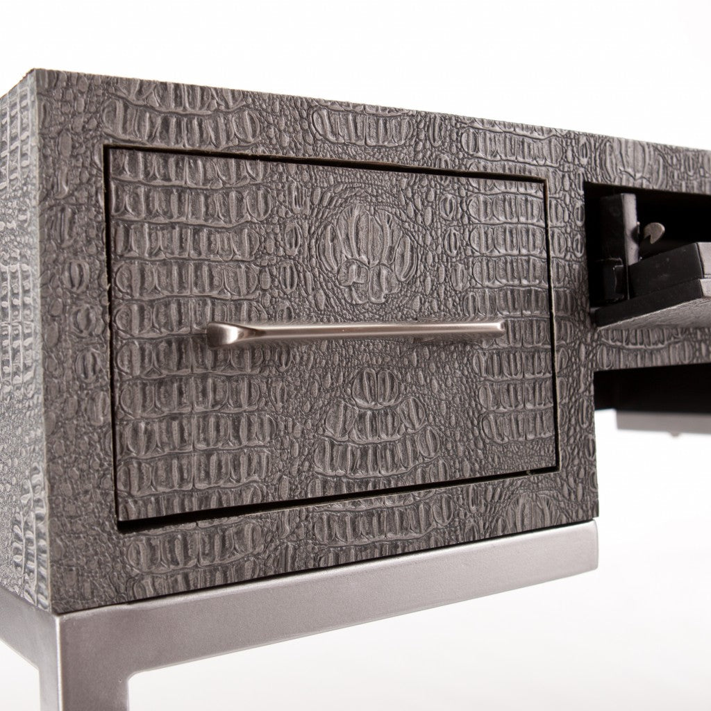 Modern Gray and Silver Faux Snakeskin Desk By Homeroots | Desks | Modishstore - 6
