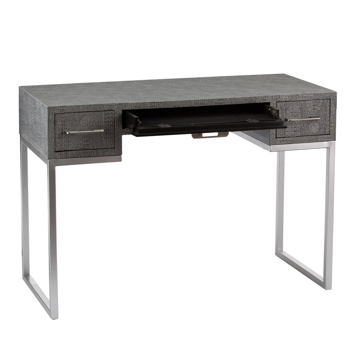 Modern Gray and Silver Faux Snakeskin Desk By Homeroots | Desks | Modishstore - 9