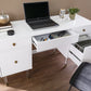 White Wood and Acrylic Writing Desk By Homeroots | Desks | Modishstore - 2