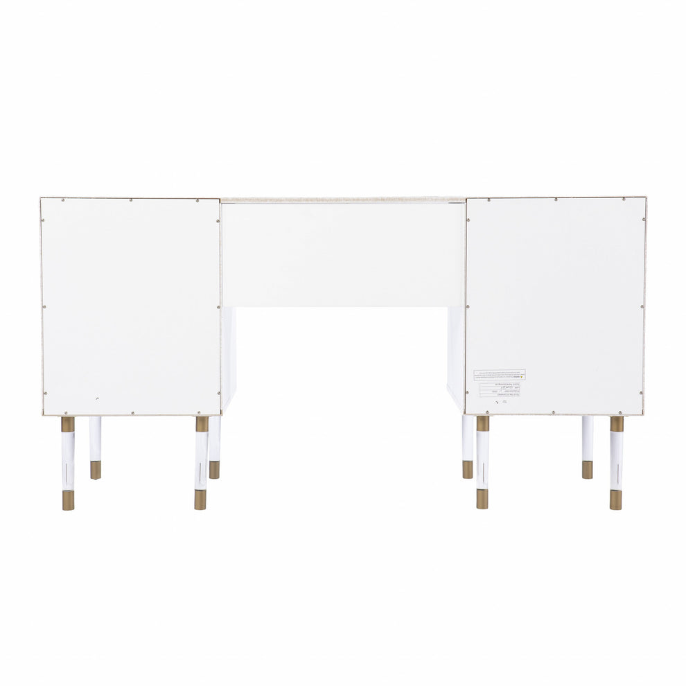 White Wood and Acrylic Writing Desk By Homeroots | Desks | Modishstore - 7