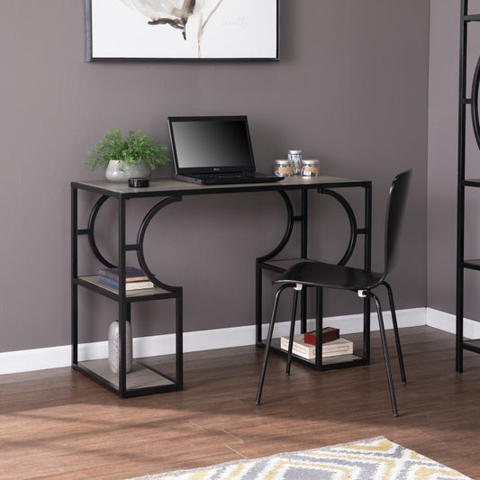 Wood and Iron Writing Desk with Storage By Homeroots | Desks | Modishstore
