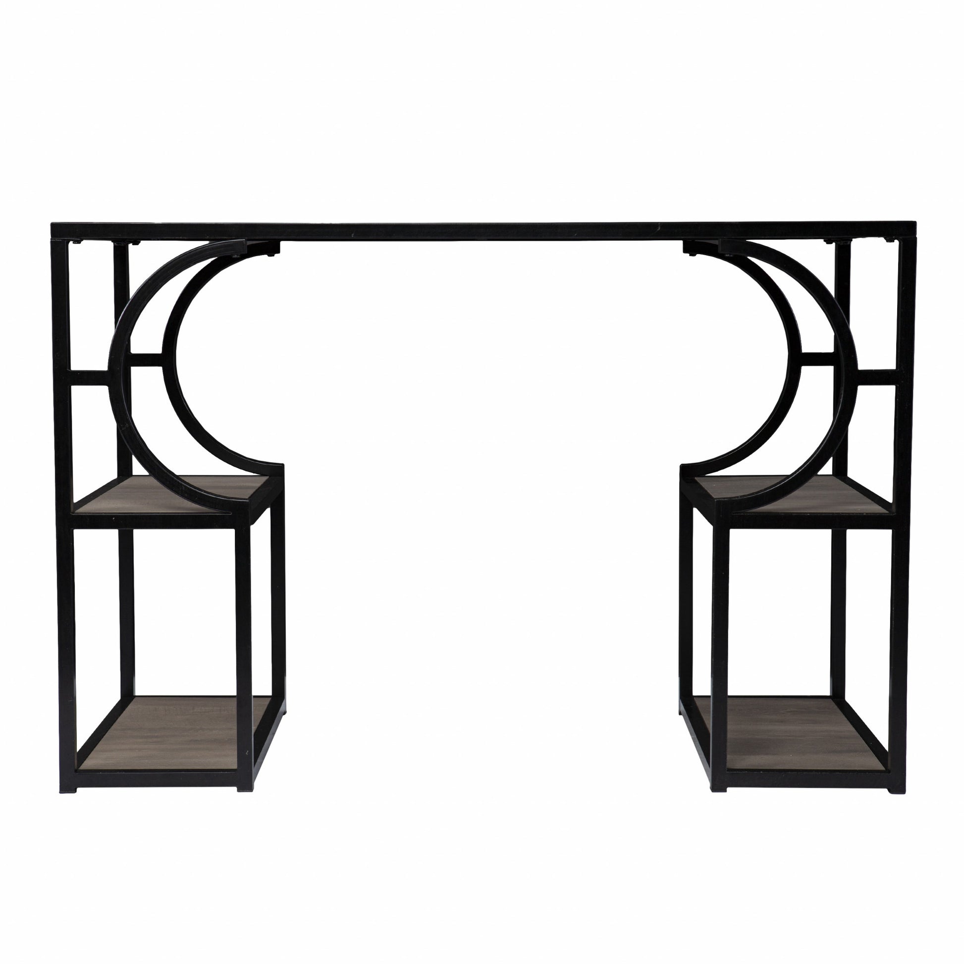 Wood and Iron Writing Desk with Storage By Homeroots | Desks | Modishstore - 3