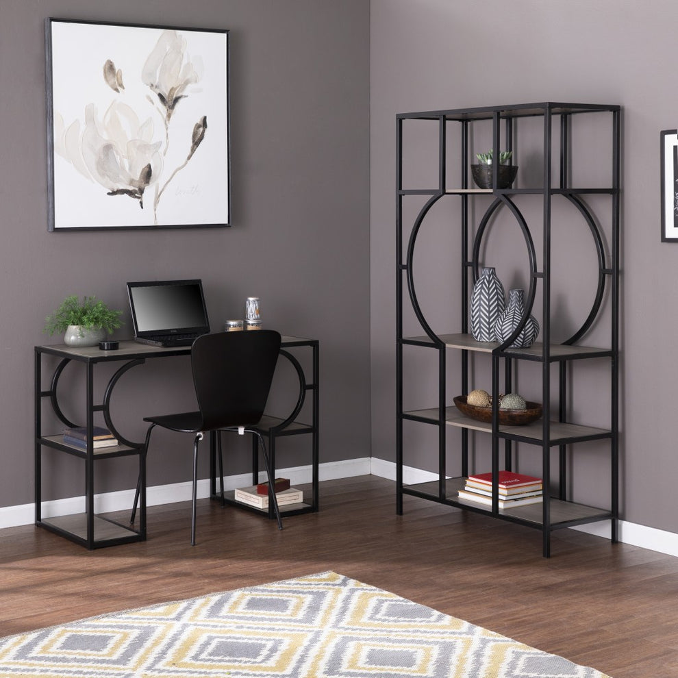 Wood and Iron Writing Desk with Storage By Homeroots | Desks | Modishstore - 8