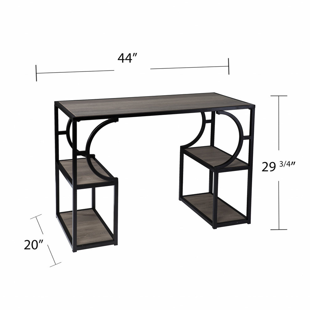 Wood and Iron Writing Desk with Storage By Homeroots | Desks | Modishstore - 9