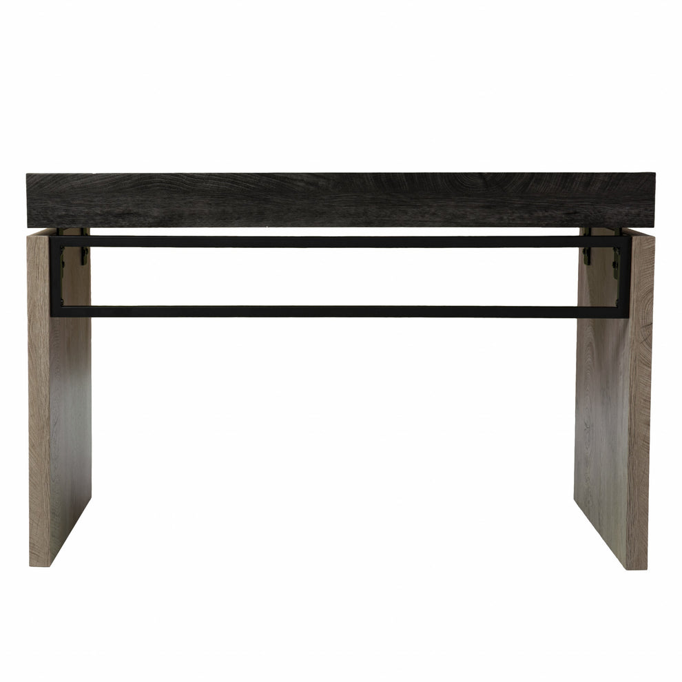 Black Wood and Iron Writing Desk By Homeroots | Desks | Modishstore - 6