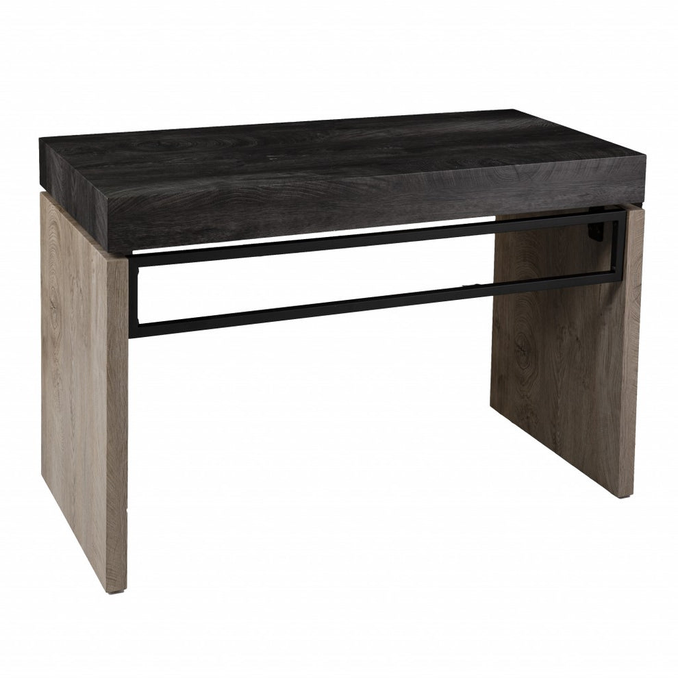Black Wood and Iron Writing Desk By Homeroots | Desks | Modishstore - 7