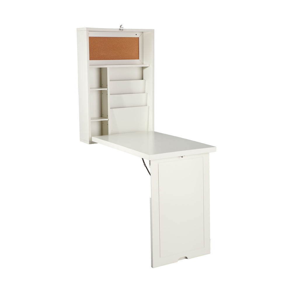 Antique White Fold Out Convertible Wall Mount Desk By Homeroots | Desks | Modishstore - 5