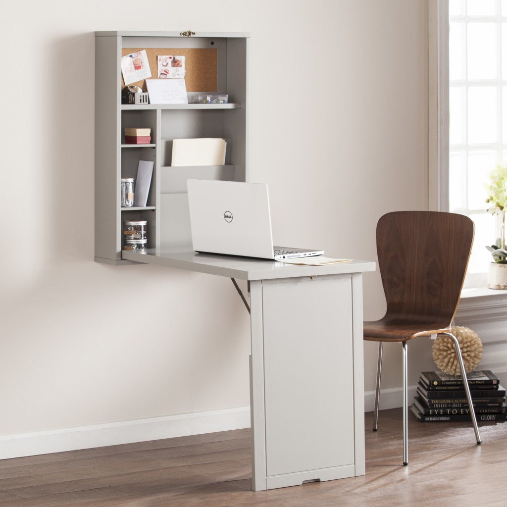 Gray Fold Out Convertible Wall Mount Desk By Homeroots | Desks | Modishstore