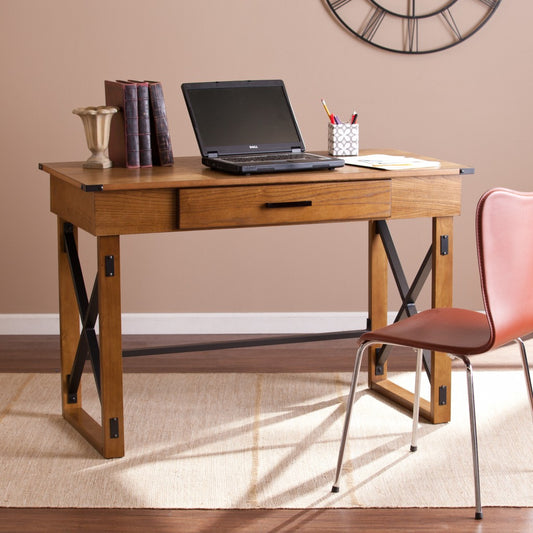 Natural Brown Adjustable Height Desk By Homeroots | Desks | Modishstore