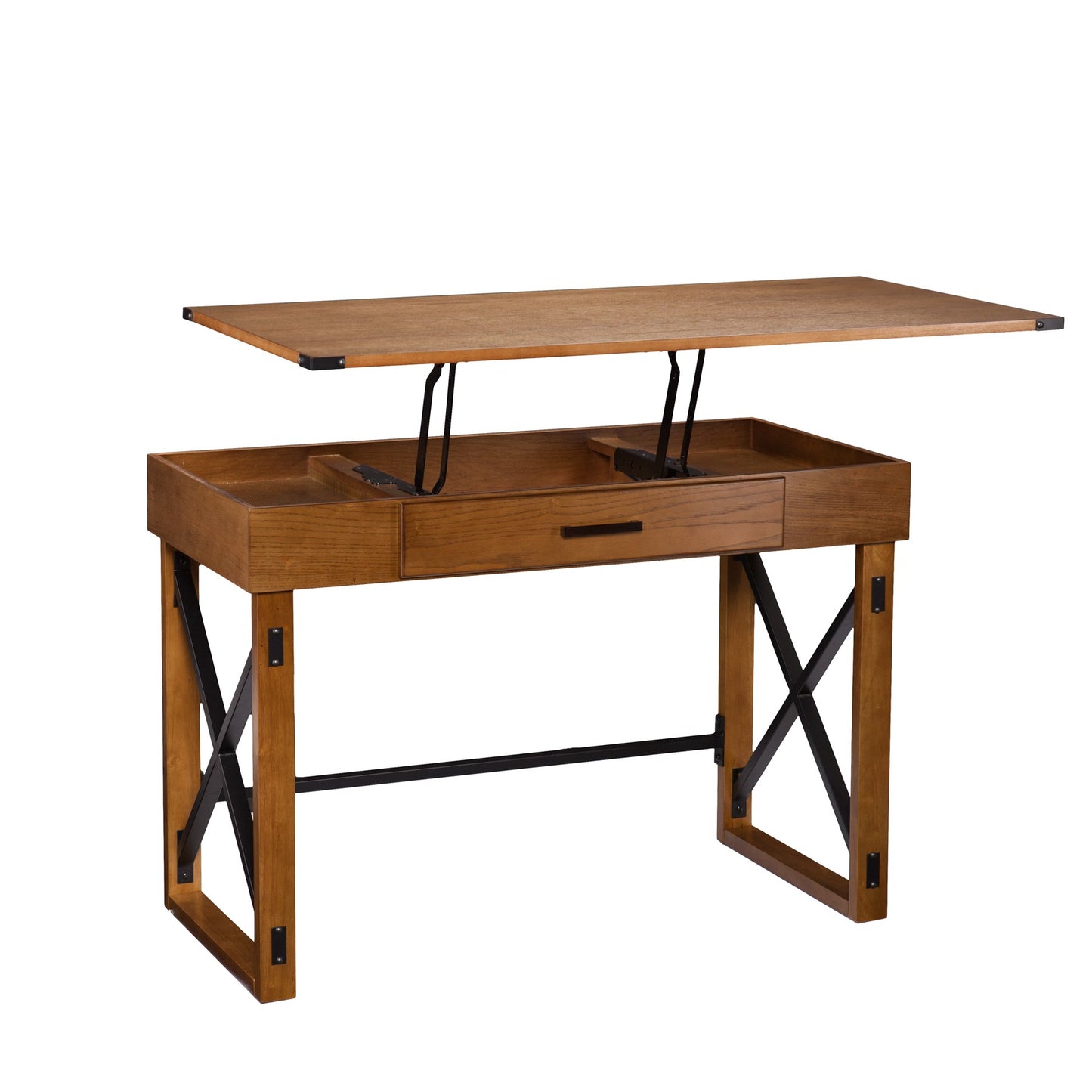 Natural Brown Adjustable Height Desk By Homeroots | Desks | Modishstore - 7