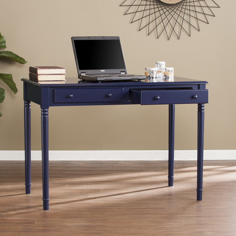 Navy Blue Writing Desk By Homeroots | Desks | Modishstore - 2