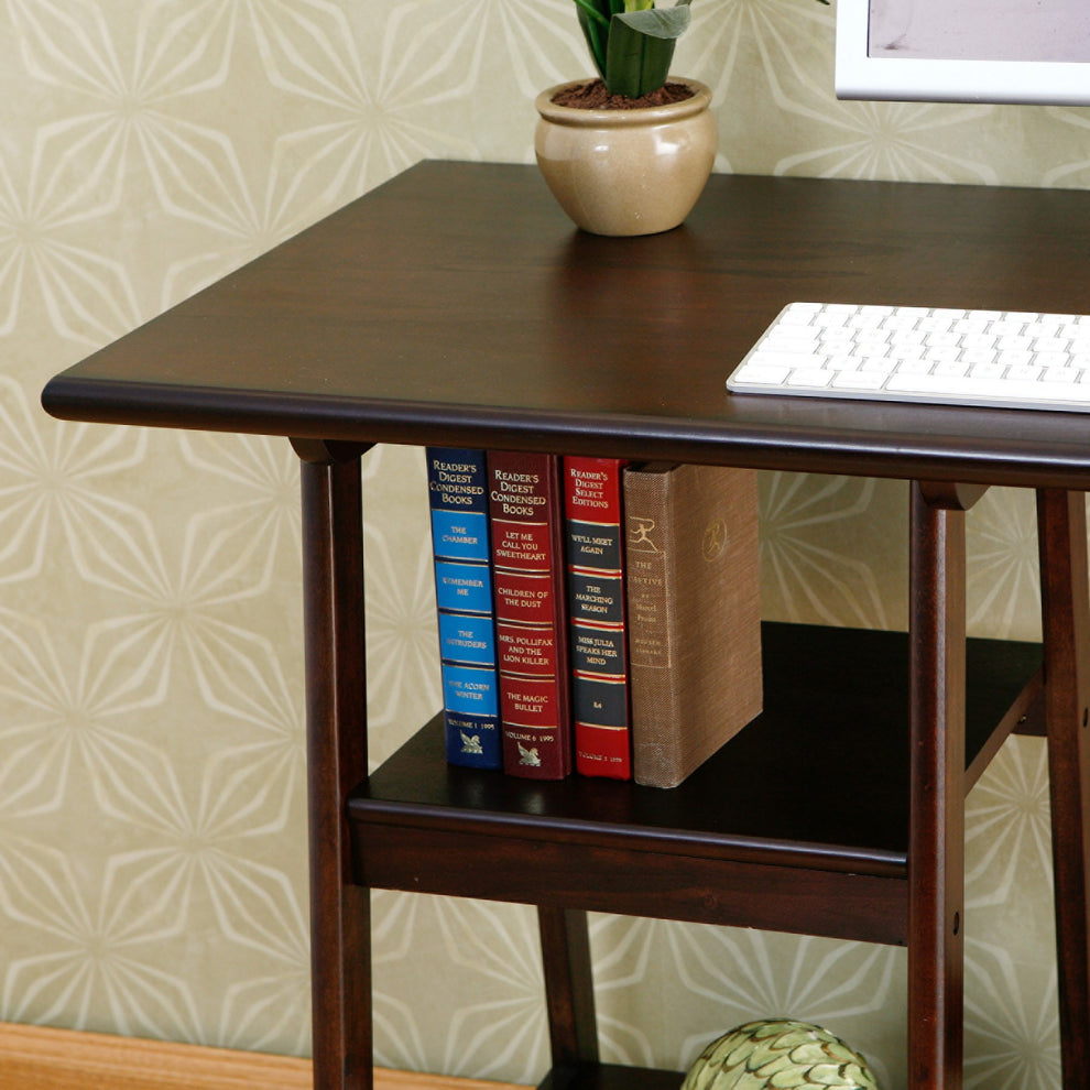 Espresso Sawhorse Desk By Homeroots | Desks | Modishstore - 2