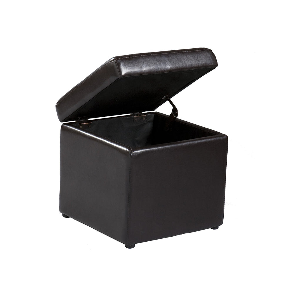 Five Piece Dark Brown Faux Leather Coffee Table and Storage Ottoman Set By Homeroots | Coffee Tables | Modishstore - 6