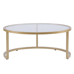 Set of Two Gold Glass Round Nested Coffee Tables By Homeroots