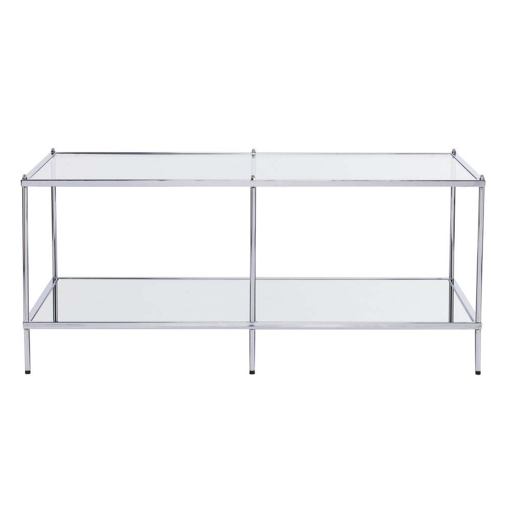 42" Chrome Glass And Metal Rectangular Mirrored Coffee Table By Homeroots | Coffee Tables | Modishstore - 7
