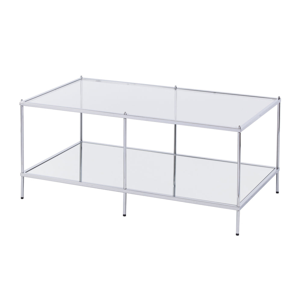 42" Chrome Glass And Metal Rectangular Mirrored Coffee Table By Homeroots | Coffee Tables | Modishstore - 5
