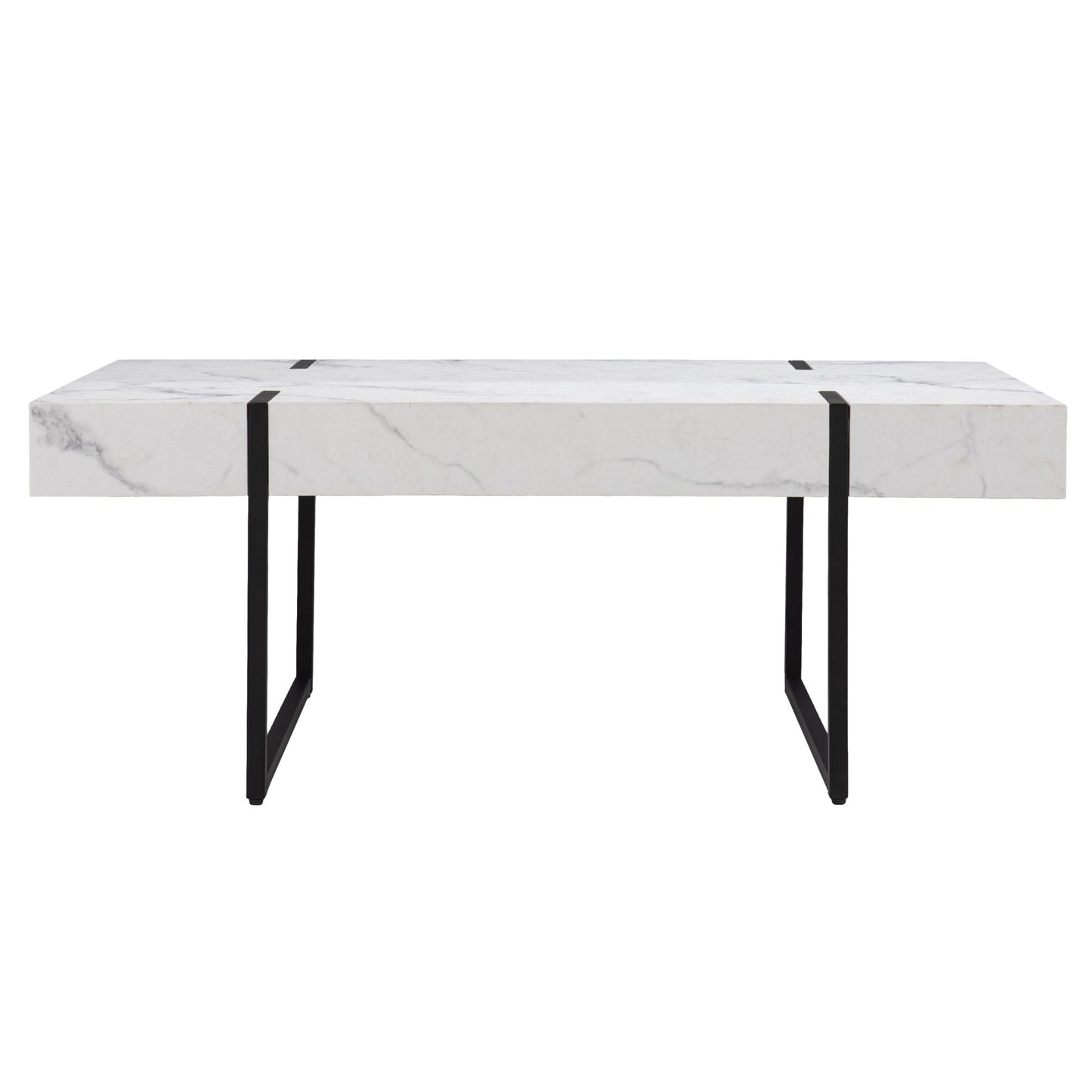43" White Faux Marble And Metal Rectangular Coffee Table By Homeroots | Coffee Tables | Modishstore