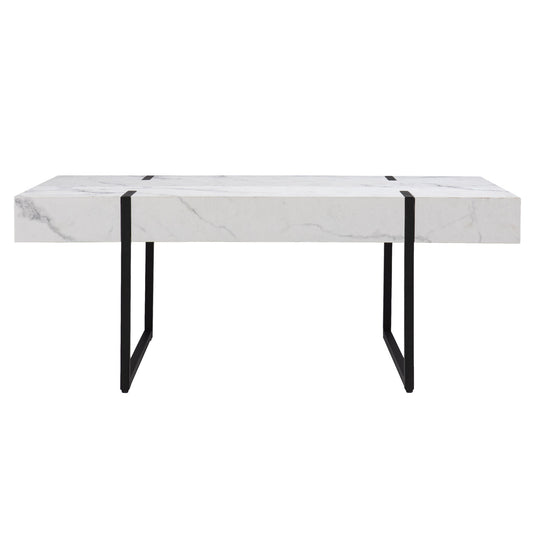 43" White Faux Marble And Metal Rectangular Coffee Table By Homeroots | Coffee Tables | Modishstore