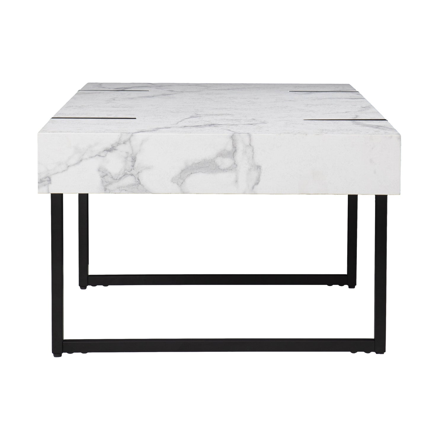 43" White Faux Marble And Metal Rectangular Coffee Table By Homeroots | Coffee Tables | Modishstore - 3