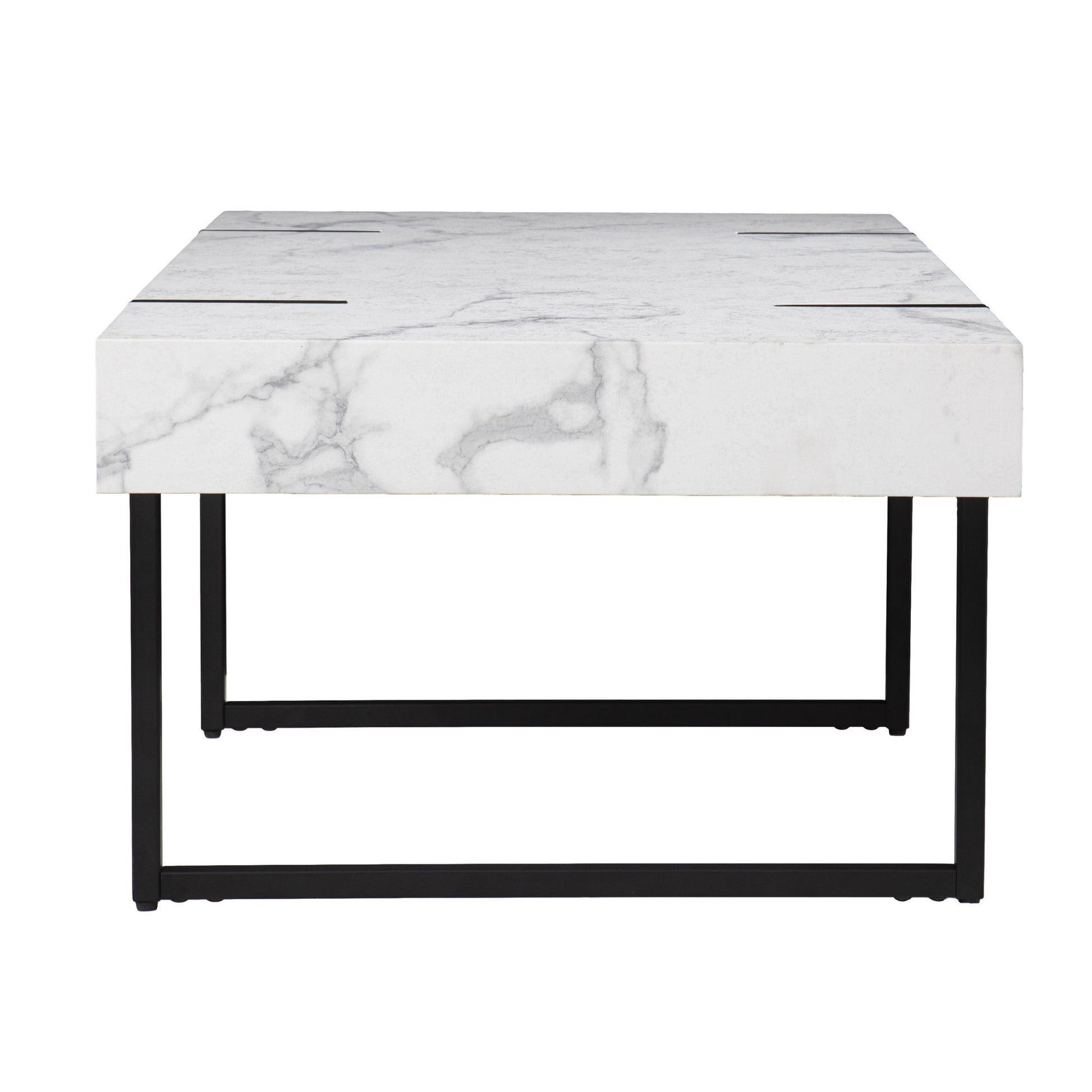 43" White Faux Marble And Metal Rectangular Coffee Table By Homeroots | Coffee Tables | Modishstore - 3