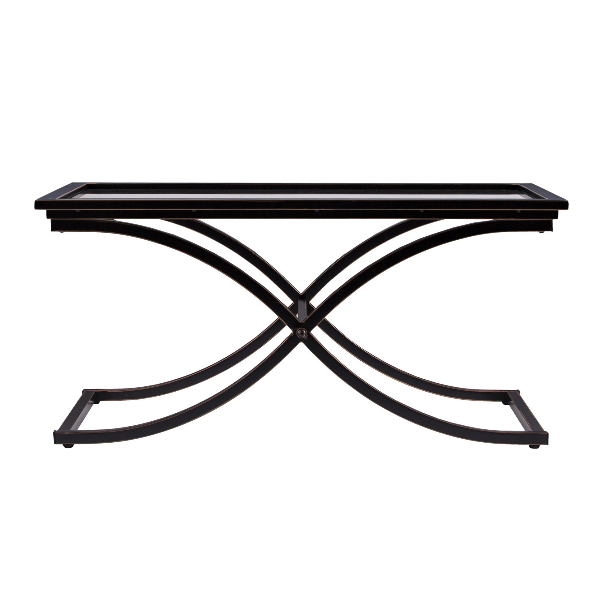 42" Black Glass And Metal Rectangular Coffee Table By Homeroots - 402094 | Coffee Tables | Modishstore - 2