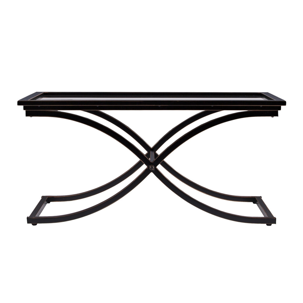 42" Black Glass And Metal Rectangular Coffee Table By Homeroots - 402094 | Coffee Tables | Modishstore - 2