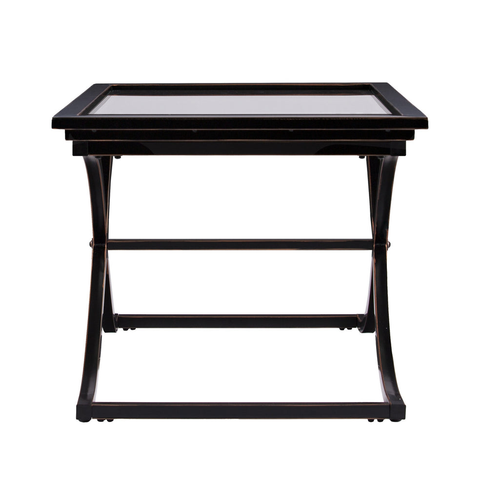 42" Black Glass And Metal Rectangular Coffee Table By Homeroots - 402094 | Coffee Tables | Modishstore - 4