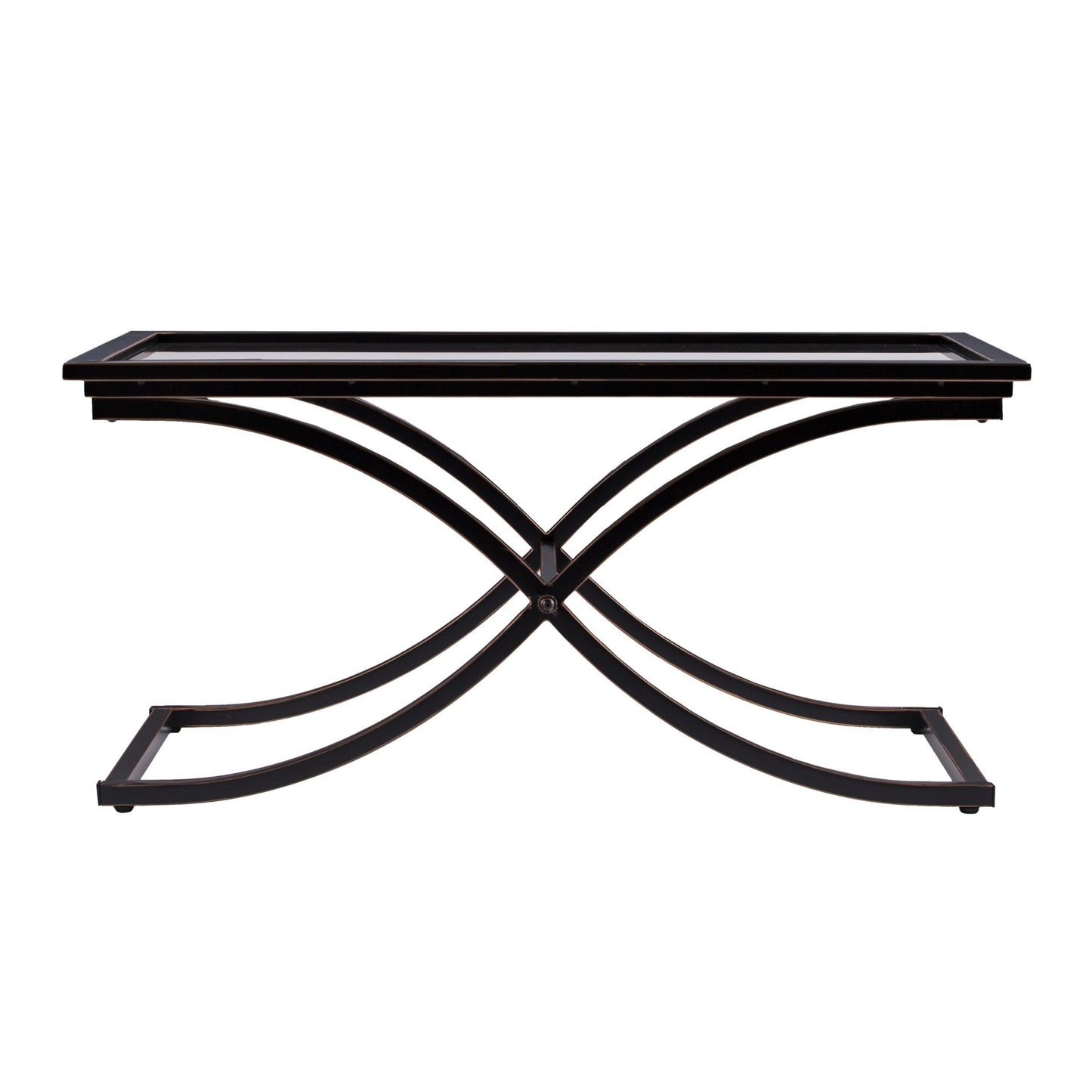 42" Black Glass And Metal Rectangular Coffee Table By Homeroots - 402094 | Coffee Tables | Modishstore - 6