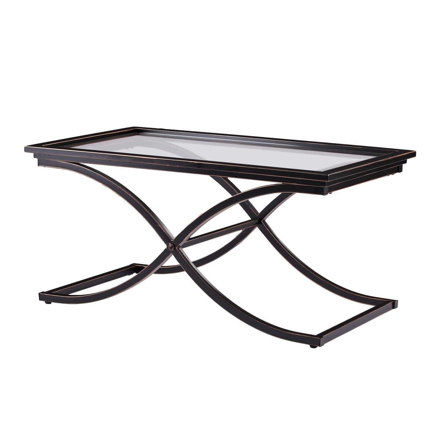42" Black Glass And Metal Rectangular Coffee Table By Homeroots - 402094 | Coffee Tables | Modishstore - 7