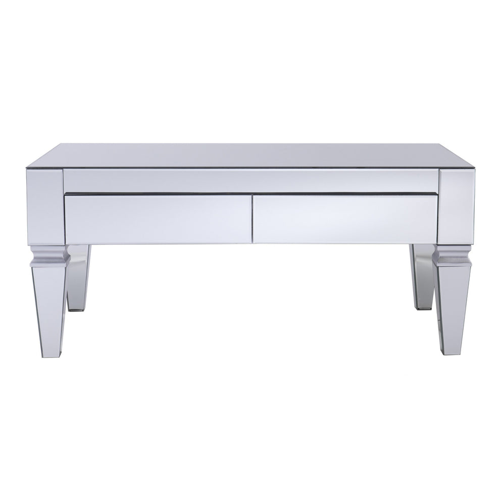 41" Silver Glam Mirrored Glass Rectangular Mirrored Coffee Table By Homeroots | Coffee Tables | Modishstore - 2