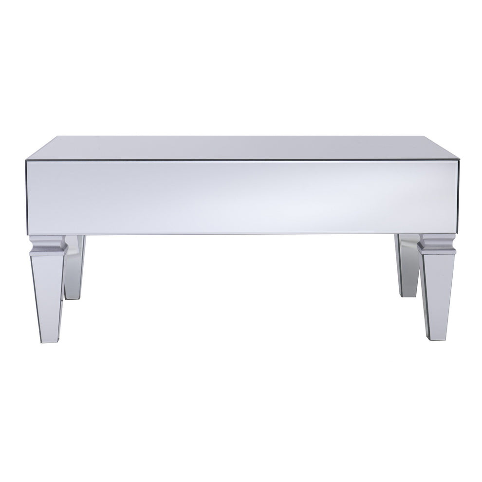 41" Silver Glam Mirrored Glass Rectangular Mirrored Coffee Table By Homeroots | Coffee Tables | Modishstore - 6