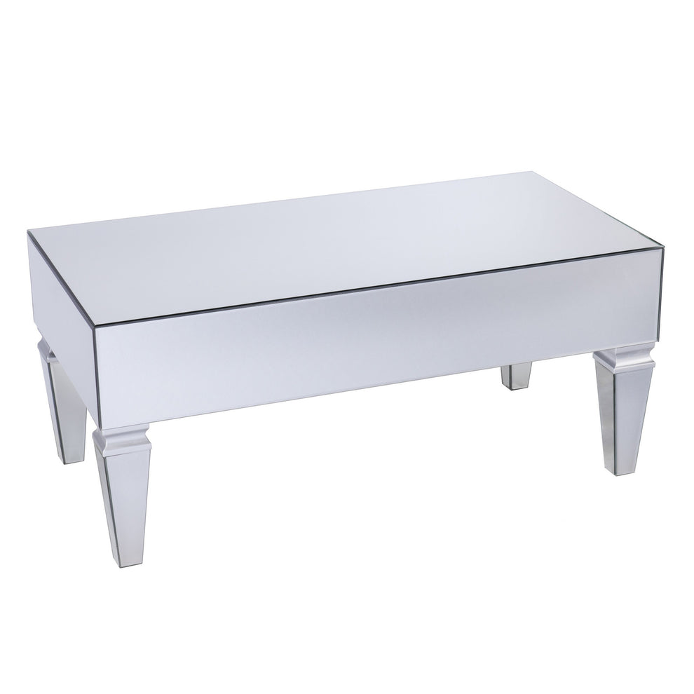41" Silver Glam Mirrored Glass Rectangular Mirrored Coffee Table By Homeroots | Coffee Tables | Modishstore - 7