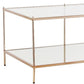 42" Gold Glass And Metal Rectangular Mirrored Coffee Table By Homeroots - 402101 | Coffee Tables | Modishstore - 4
