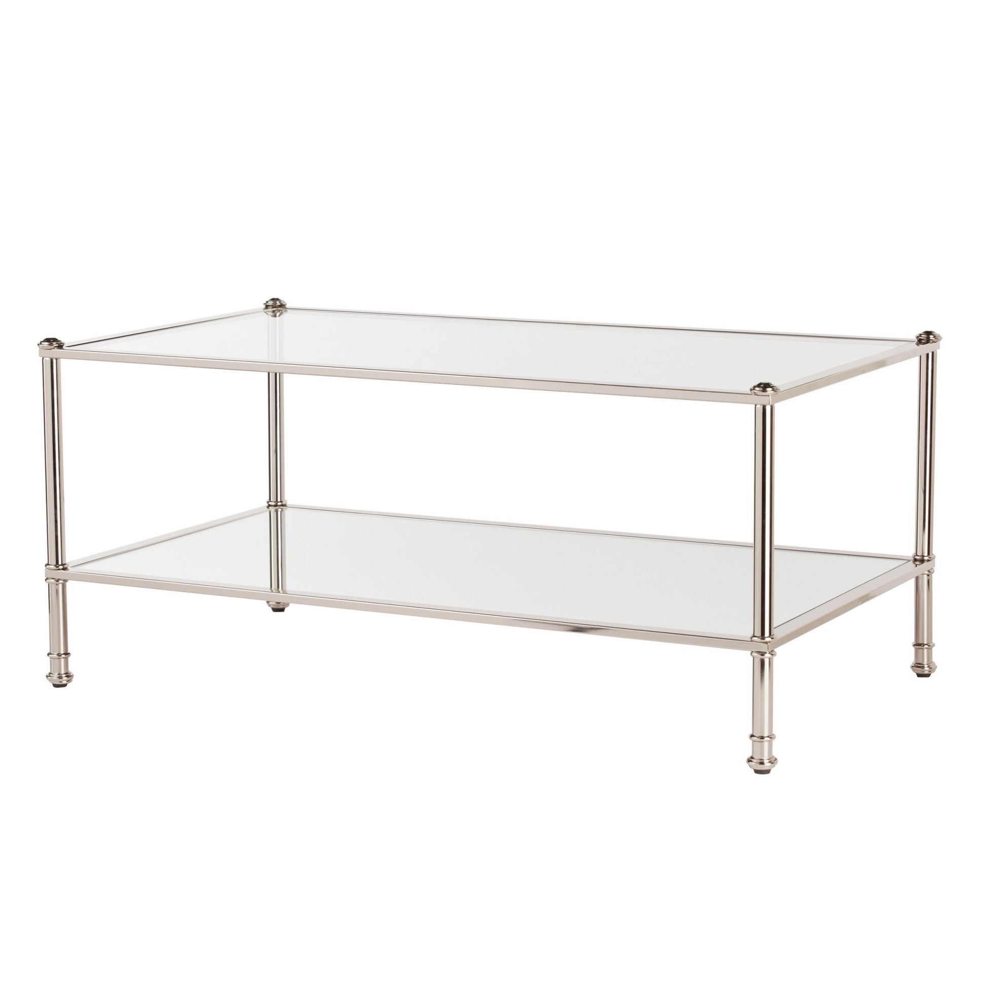 43" Silver Mirrored And Metal Rectangular Mirrored Coffee Table By Homeroots | Coffee Tables | Modishstore - 2