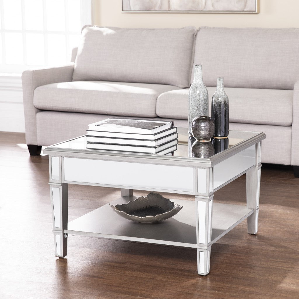 29" Silver Mirrored Glass Square Coffee Table By Homeroots | Coffee Tables | Modishstore