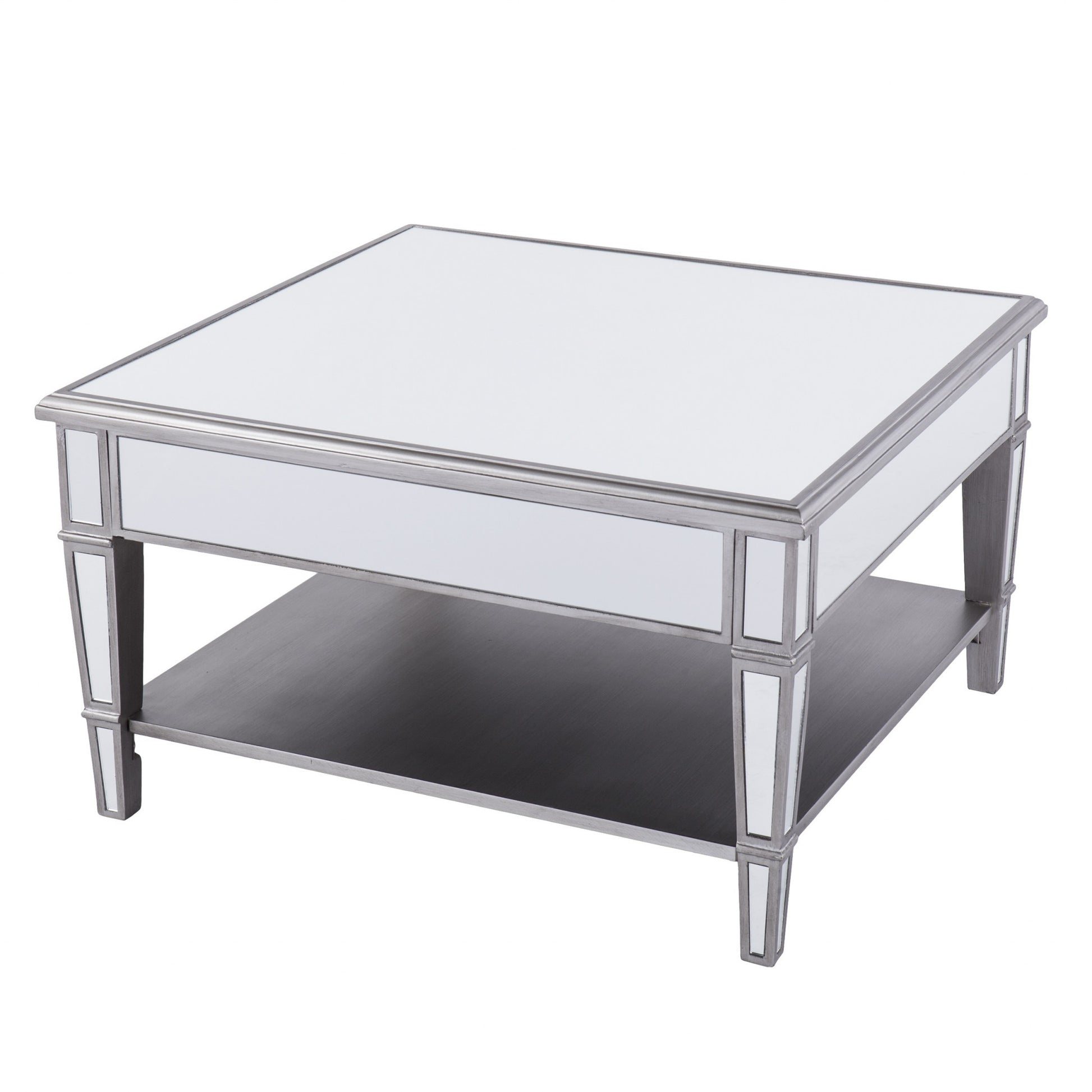 29" Silver Mirrored Glass Square Coffee Table By Homeroots | Coffee Tables | Modishstore - 5