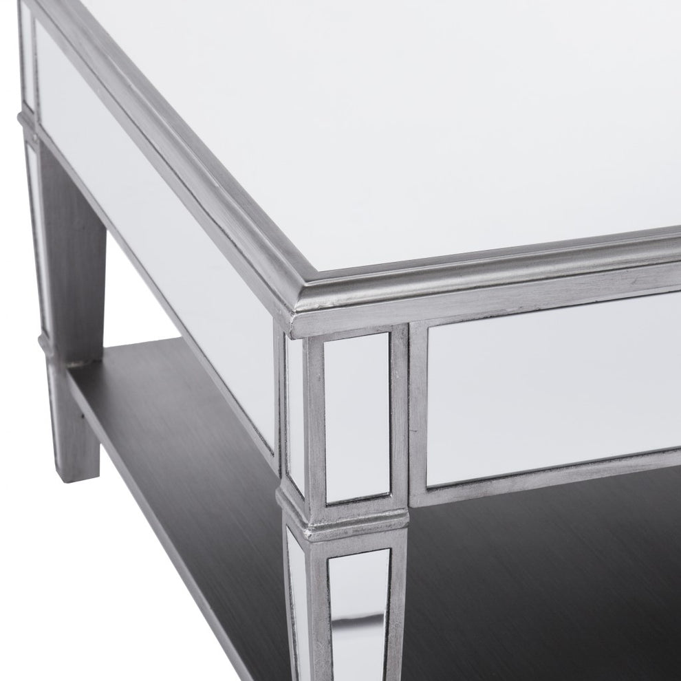 29" Silver Mirrored Glass Square Coffee Table By Homeroots | Coffee Tables | Modishstore - 7