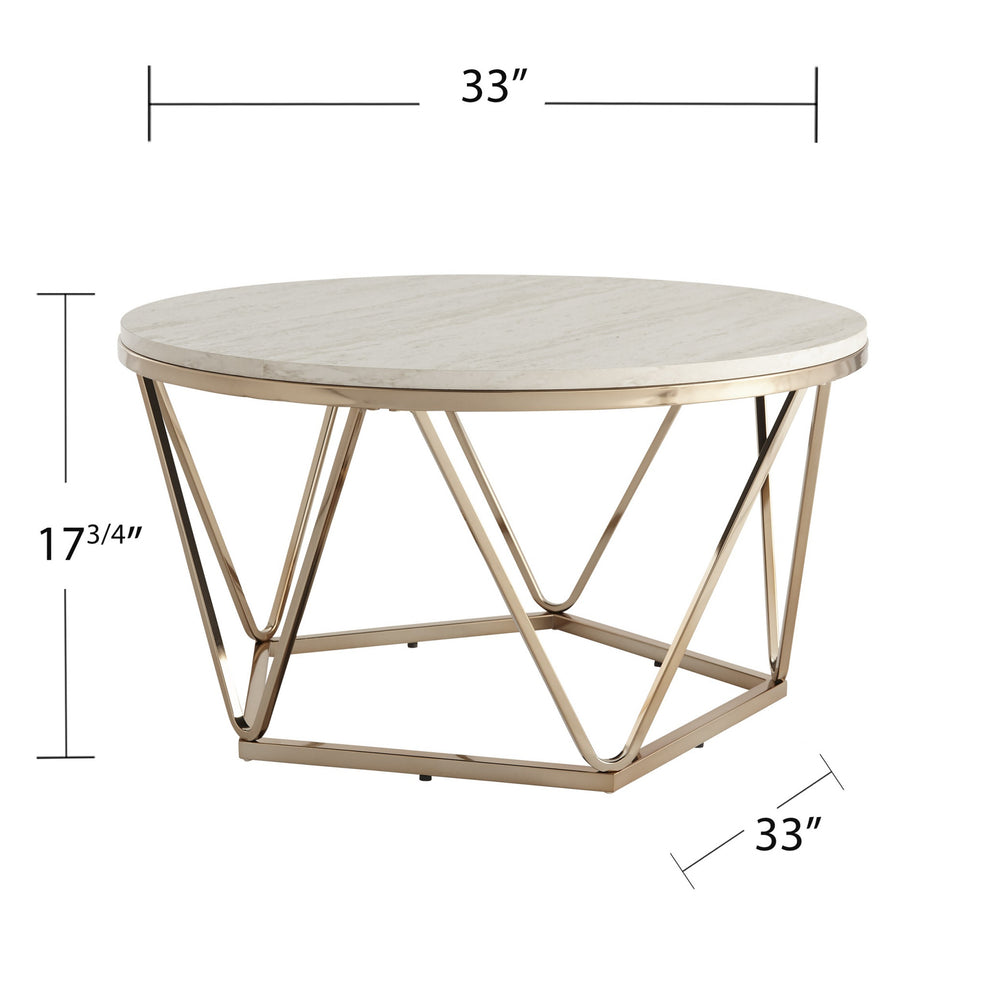 33" Champagne Solid Manufactured Wood And Metal Round Coffee Table By Homeroots | Coffee Tables | Modishstore - 6