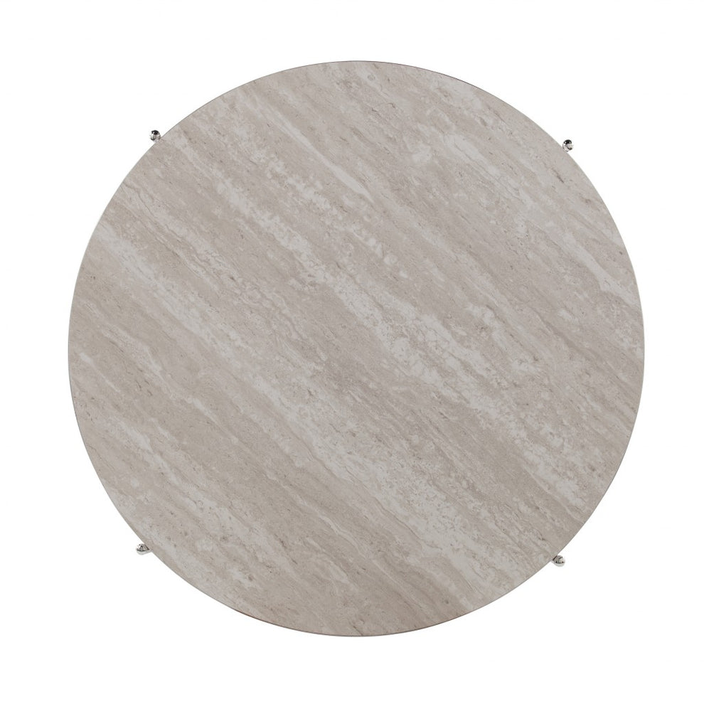 33" Chrome Faux Marble And Metal Round Coffee Table By Homeroots | Coffee Tables | Modishstore - 8