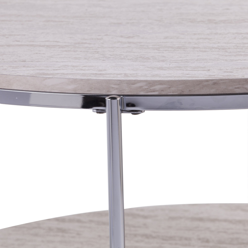 33" Chrome Faux Marble And Metal Round Coffee Table By Homeroots | Coffee Tables | Modishstore - 9