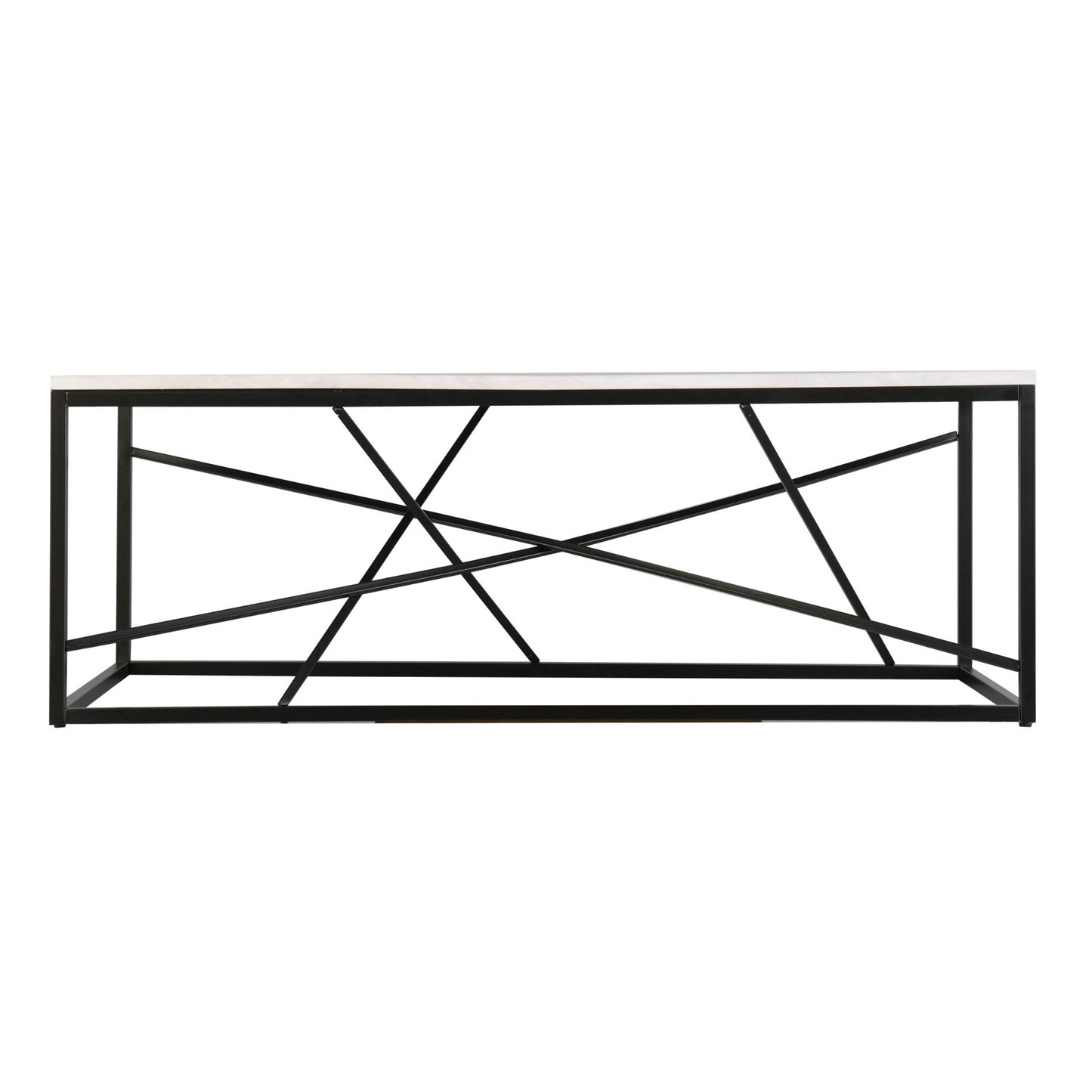 50" Black And White Faux Marble and Metal Geo Rectangular Coffee Table By Homeroots | Coffee Tables | Modishstore - 2