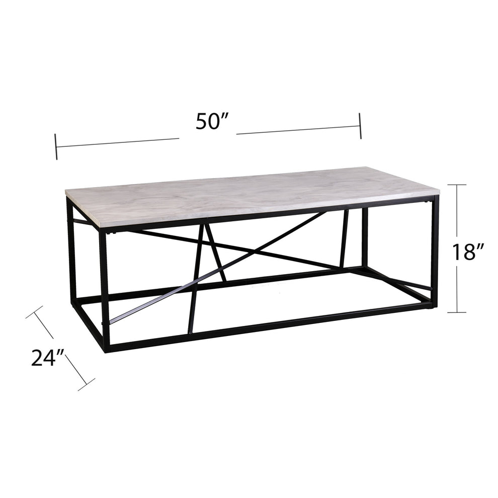 50" Black And White Faux Marble and Metal Geo Rectangular Coffee Table By Homeroots | Coffee Tables | Modishstore - 6