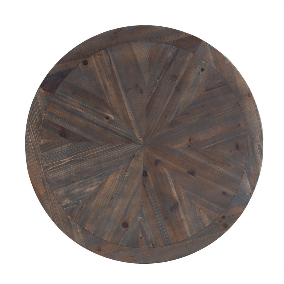 36" Natural And Brown Reclaimed Wood And Metal Round Coffee Table By Homeroots | Coffee Tables | Modishstore - 4