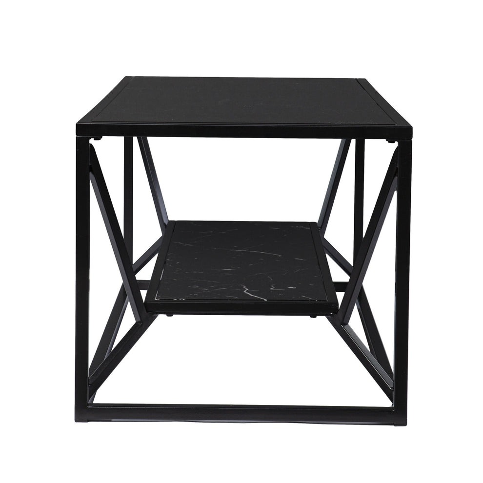 42" Black Glass And Metal Rectangular Coffee Table By Homeroots - 402121 | Coffee Tables | Modishstore - 4