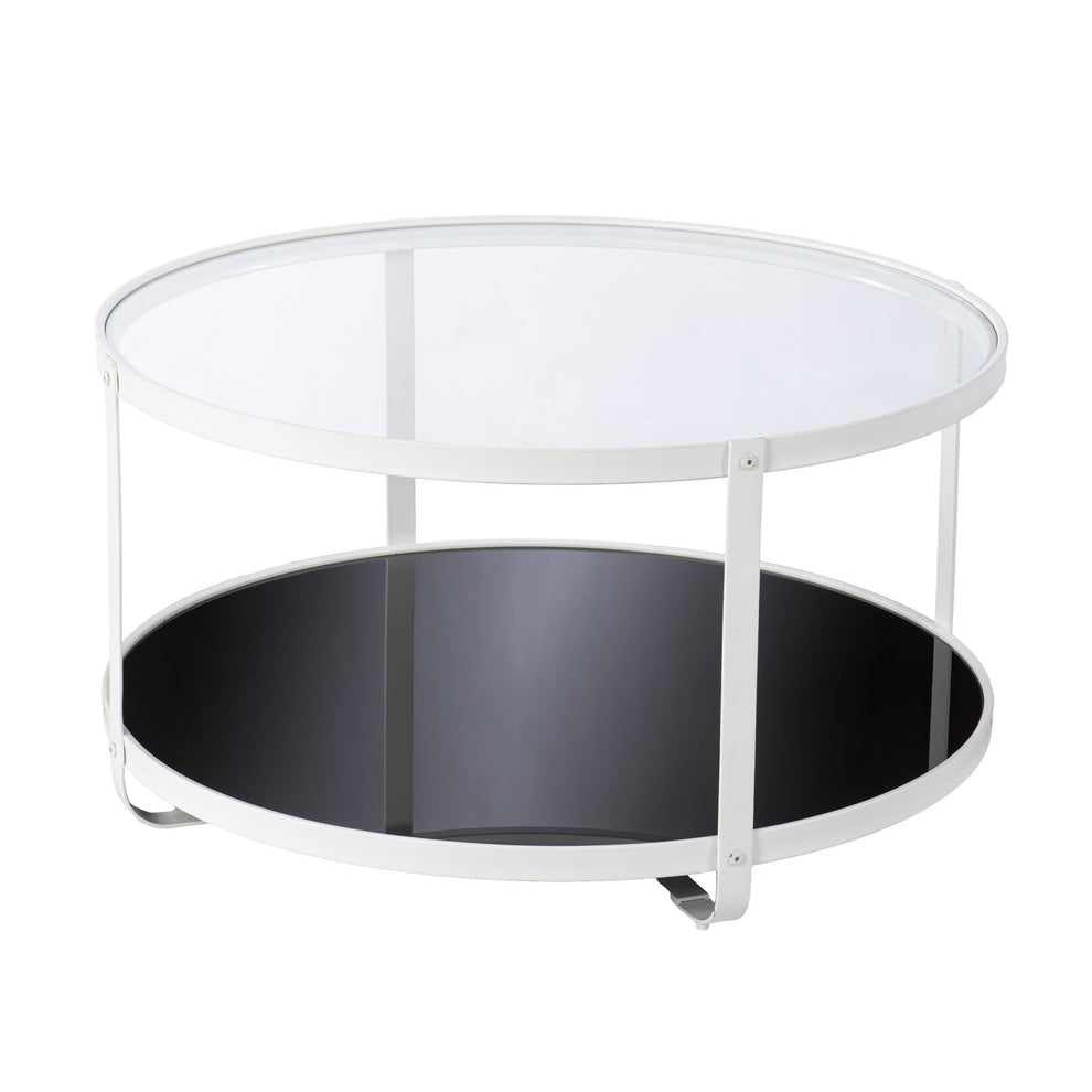 32" White Glass And Metal Two Tier Round Coffee Table By Homeroots | Coffee Tables | Modishstore - 3